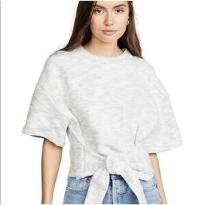 IRO $225 Oakwood Sweatshirt Cloudy White gray large 100% cotton tie